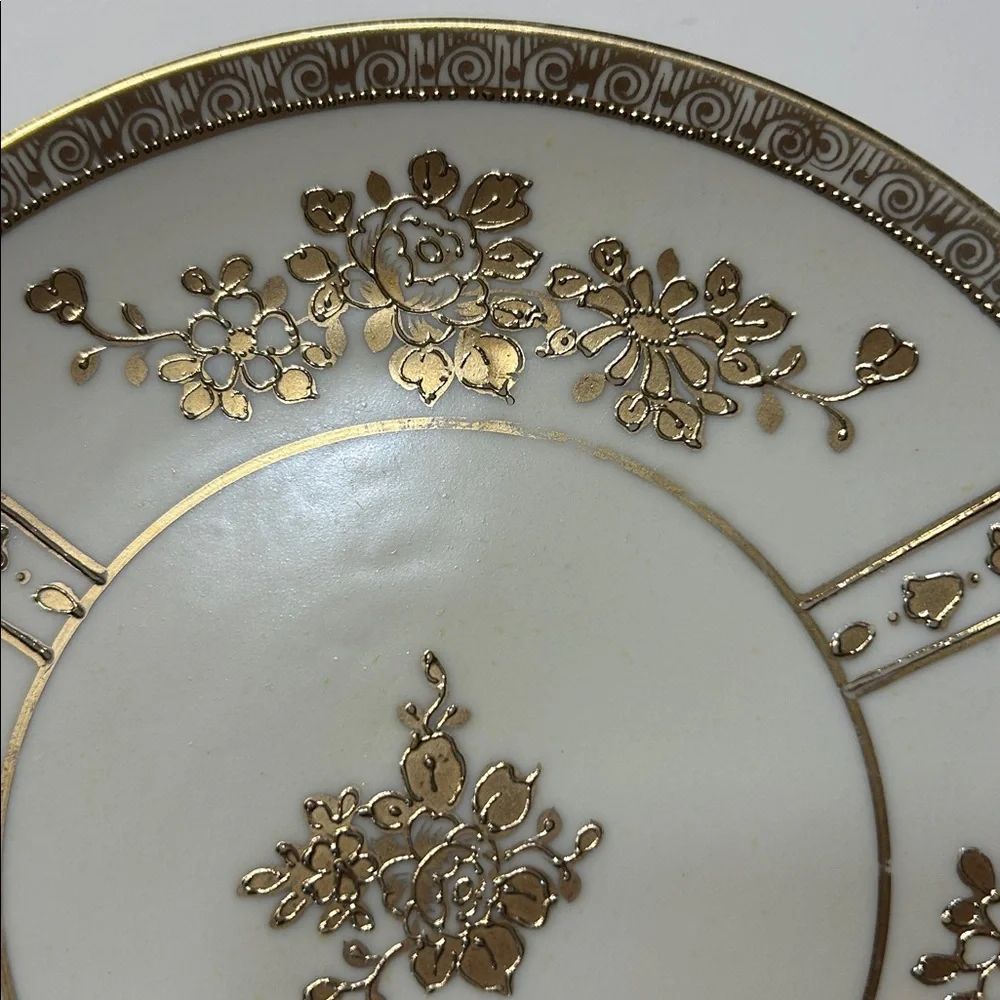 Antique Nippon Hand Painted Gold Moriage Floral Porcelain‎ Plate 6.25